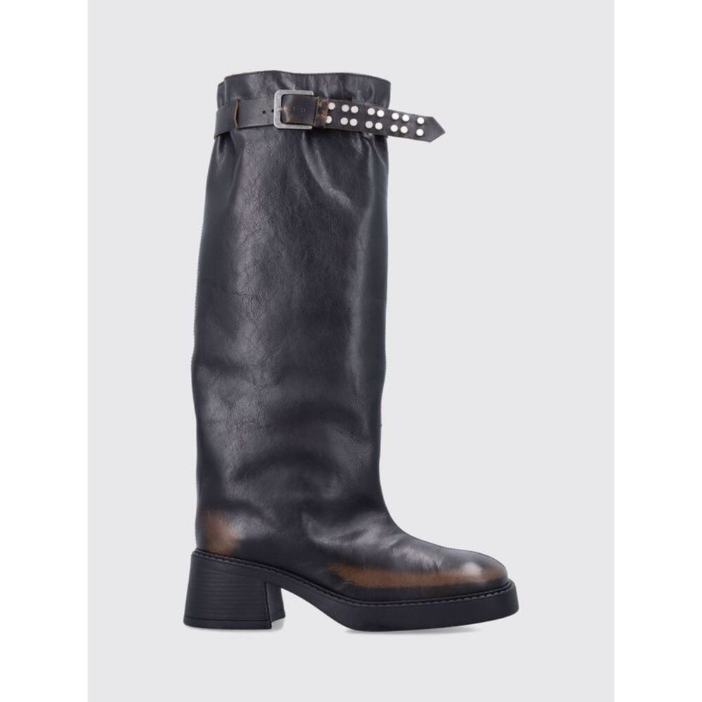 Miista Women Knee-High Biker Boots Miista In Bicolor Aged Leather